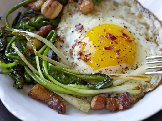 fried eggs - bacon - ramps